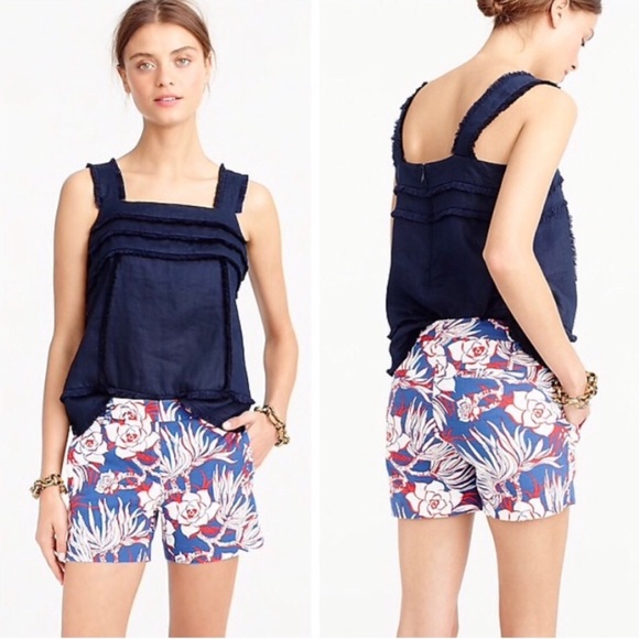 J. Crew Pants - J. Crew Hibiscus Flat Front Shorts Retro Floral 2